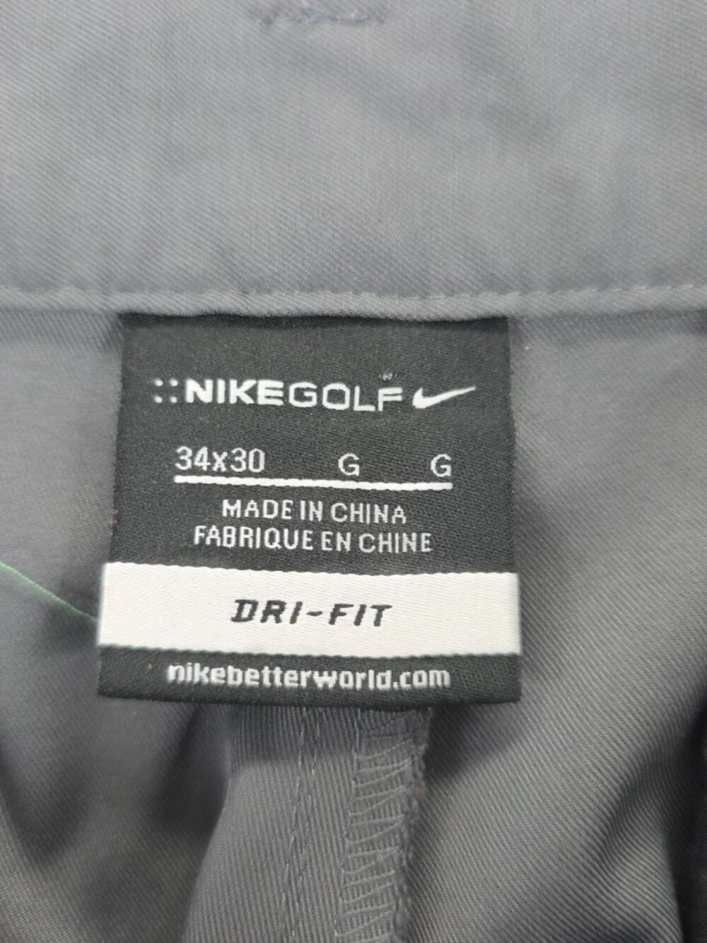 Nike Dri Fit Golf Pants Mens 34x30 Grey Straight Performance Golf Trousers